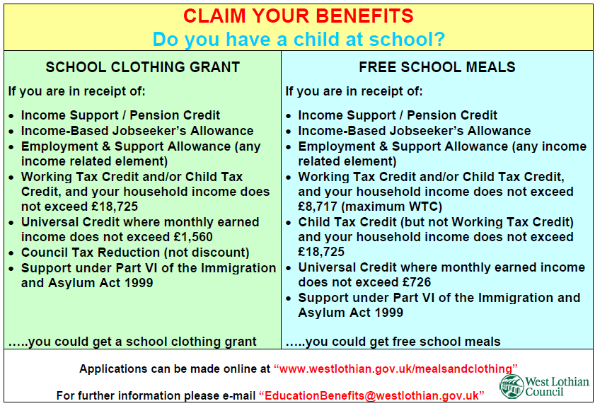 Applications are open for School Clothing Grant and Free School Meals for 2023/24 Calderwood