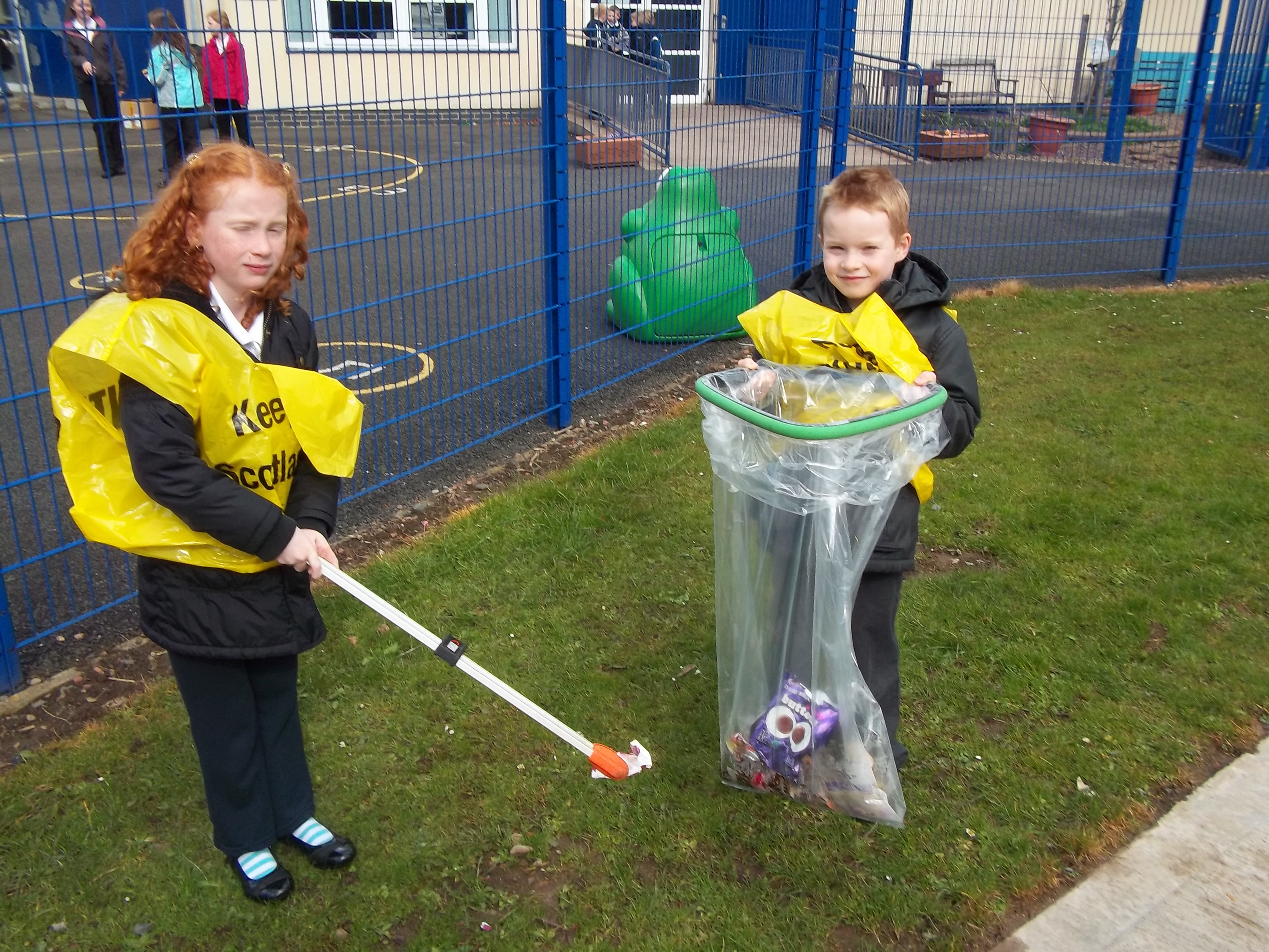 Eco committee taking part in the litter pick. Livingston Village